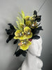 Orchid Noir Fascinator Exotic Lime Green and Black Statement Headpiece Fascinator