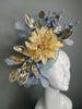 Golden Hour Fascinator Blue Gold and Cream Fascinator Hat