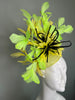 Yellow and Green Feather Sinamay fascinator Hat