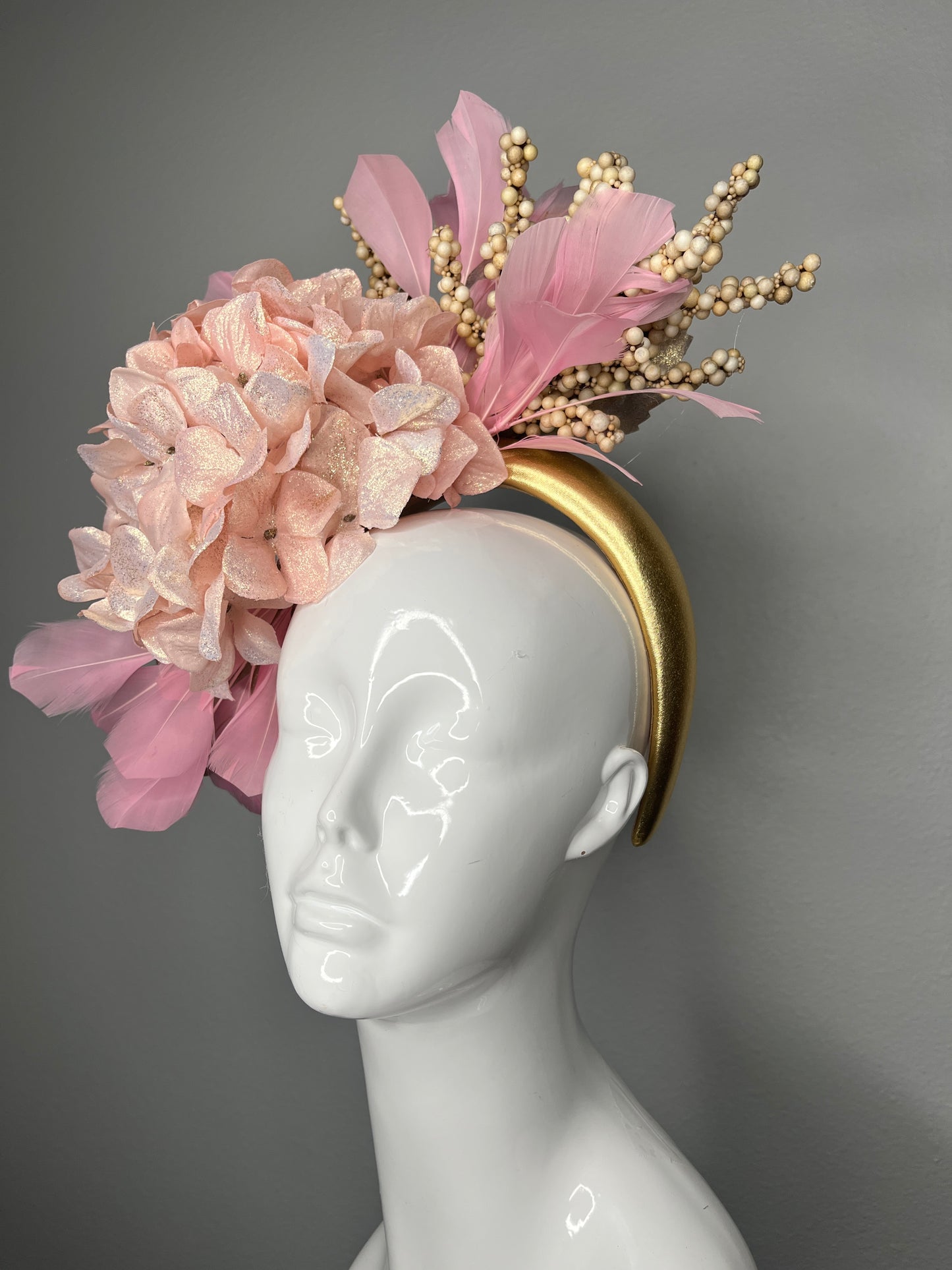 Blush Bloom Pink Feather Fascinator Hat