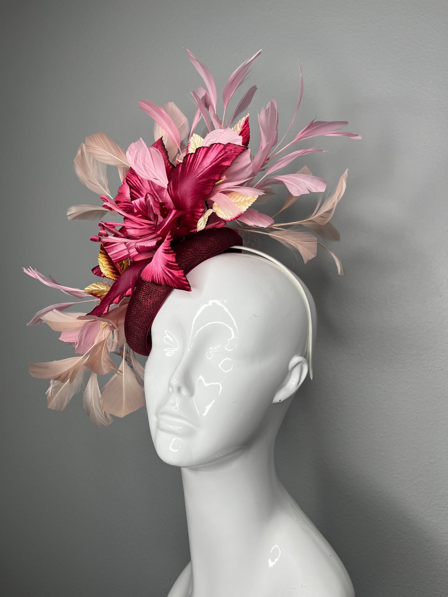 Rosé Radiance Feather Fascinator Hat