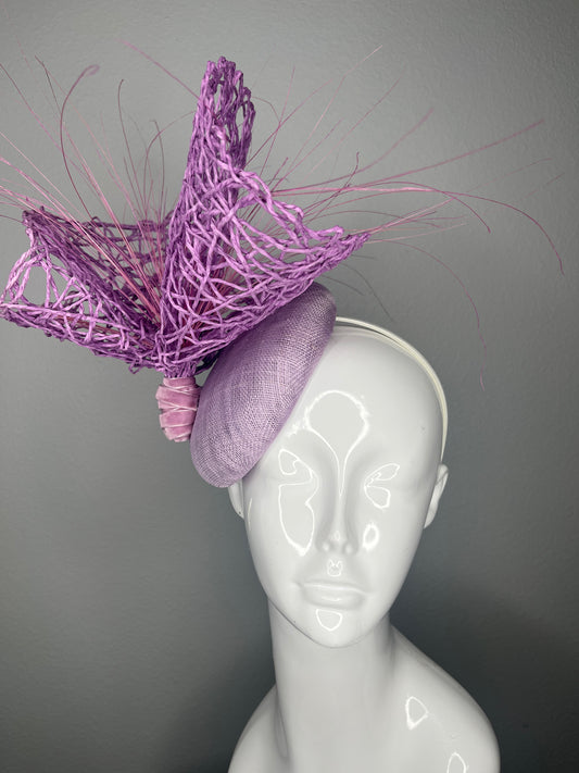 Lilac Purple Whimsy Sculptured Fascinator Hat