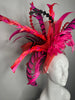 Red Pink Black Crimson Eclipse Feather Fascinator