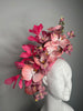 Blush and Hibiscus Bloom Pink Feathers Fascinator Hat
