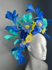 Blue and Teal Feathered Garden Crown with Berry Accents Fascinator Hat