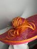 Pink & Orange Wide-Brim Sinamay Fascinator with Sculpted Loops – Kentucky Derby Statement Hat