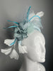 Sea Glass Elegance Fascinator – Aqua & White Race Day Headpiece