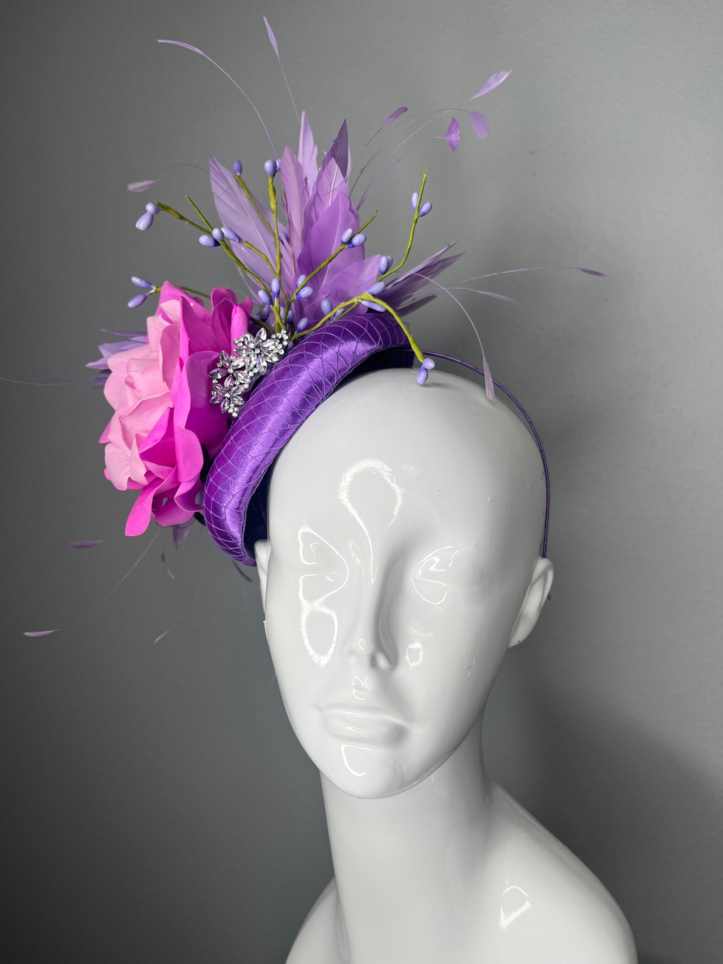 Lavender & Pink Derby Fascinator | Purple Pillbox Hat | Kentucky Oaks Floral Headpiece | Elegant Race Day Hat