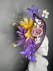 Lavender, Butter Yellow & White Floral Statement Fascinator | Featured on Tampa’s Good Day