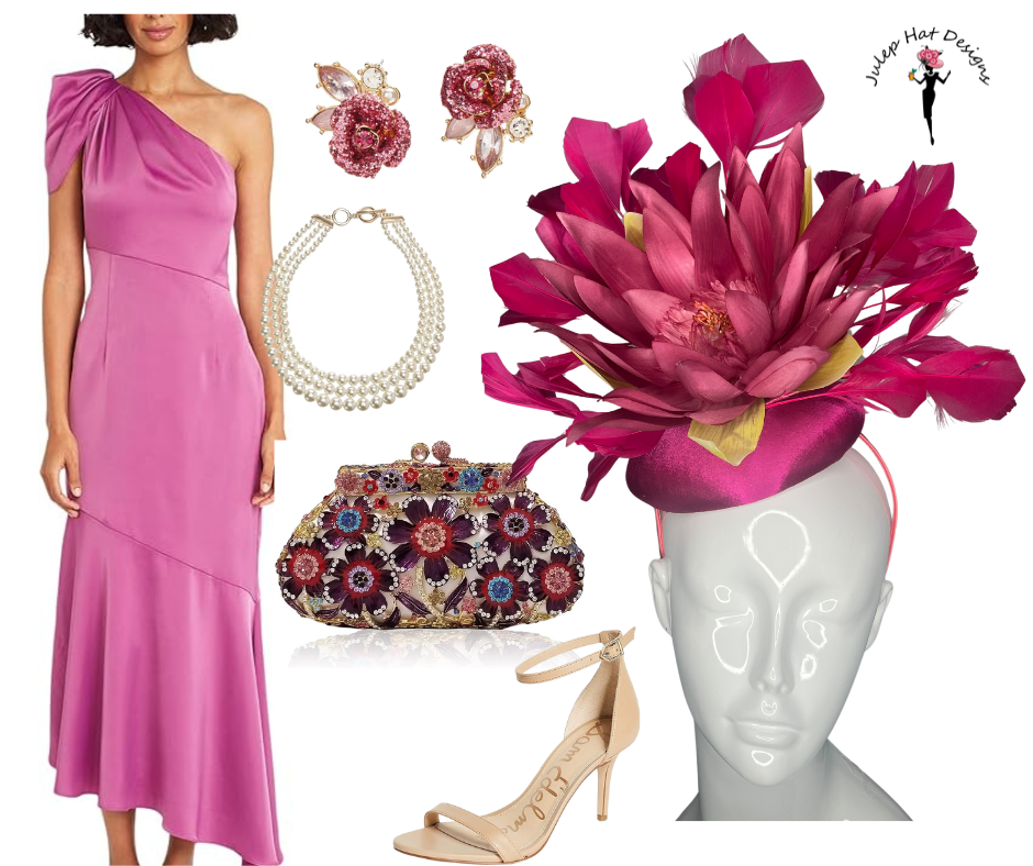 Fuchsia Bloom Fascinator Bold Statement Headpiece with Feathered Floral Design