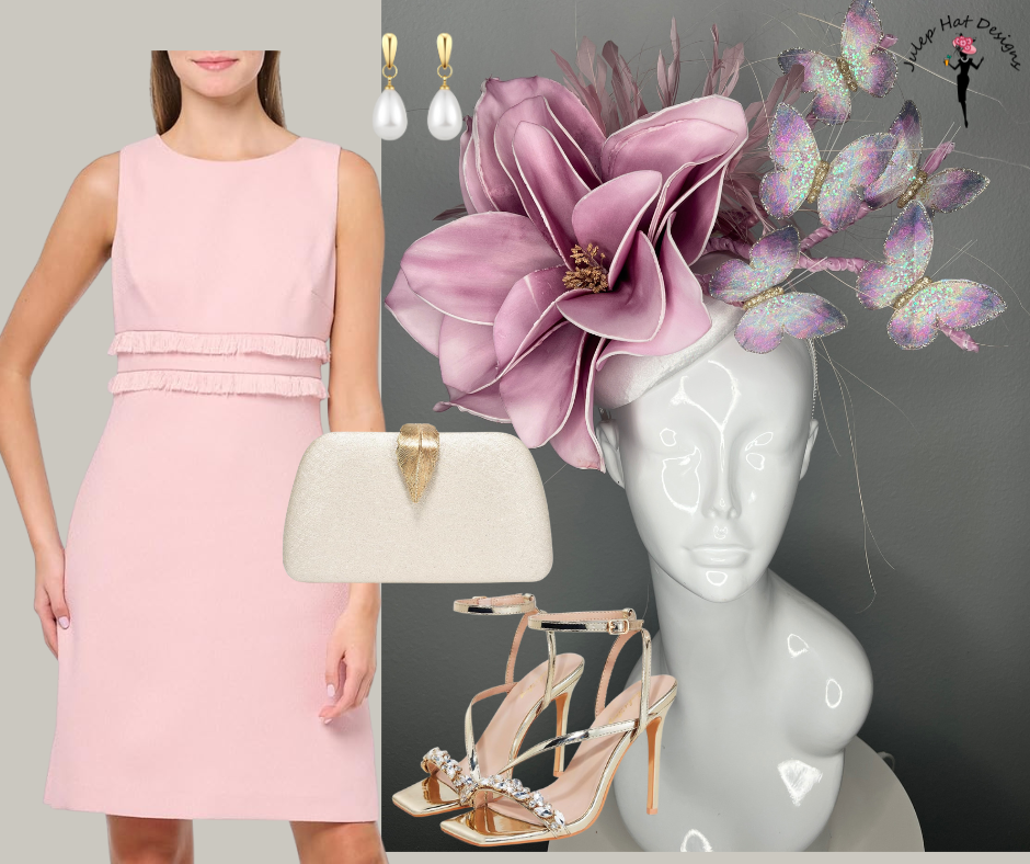 Whispers in Bloom Plum and White Fascinator Hat