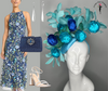 Turquoise and Royal Blue Macaron Bloom Fascinator Hat