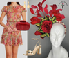 Run for the Roses Red Feather Fascinator Hat