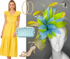 Citrus Breeze Yellow, Green and Blue Feather Fascinator Hat