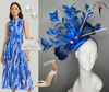 Royal Sapphire Blue Orchid Feather Fascinator Hat