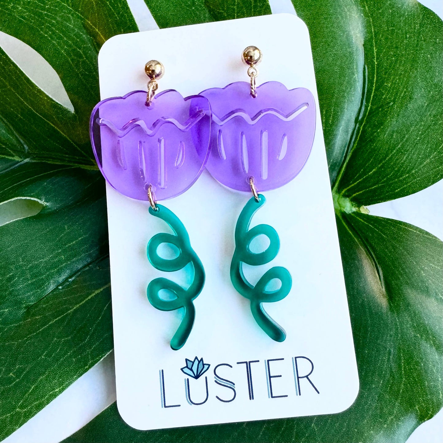 Acrylic Garden Flower Unique Statement Earrings 