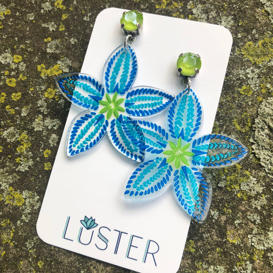 Star Flower Acetate Lightweight Statement Earrings