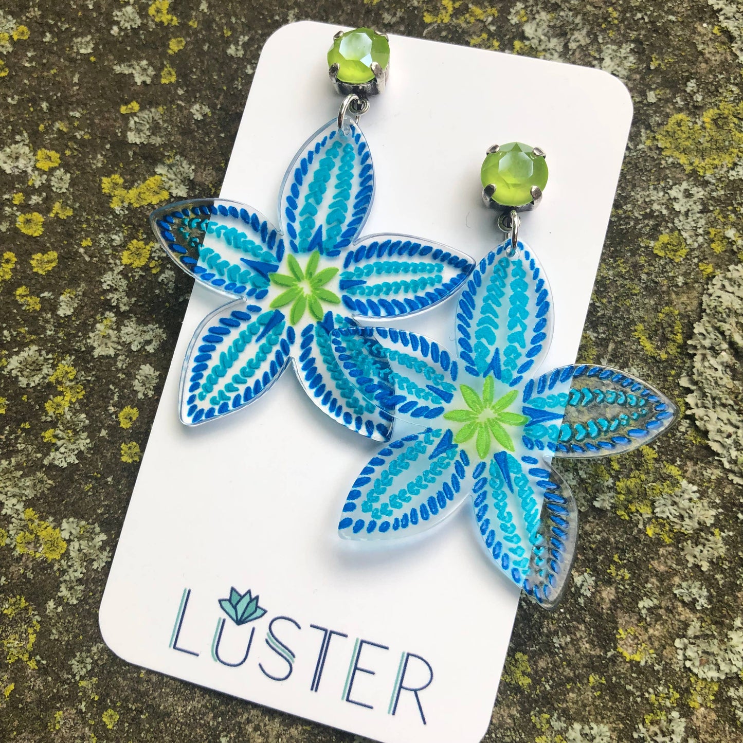 Star Flower Acetate Lightweight Statement Earrings