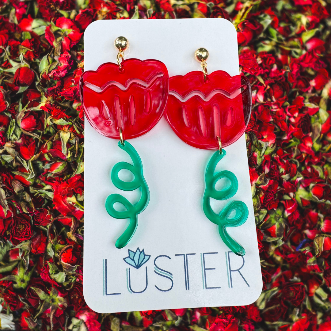 Acrylic Garden Flower Unique Statement Earrings