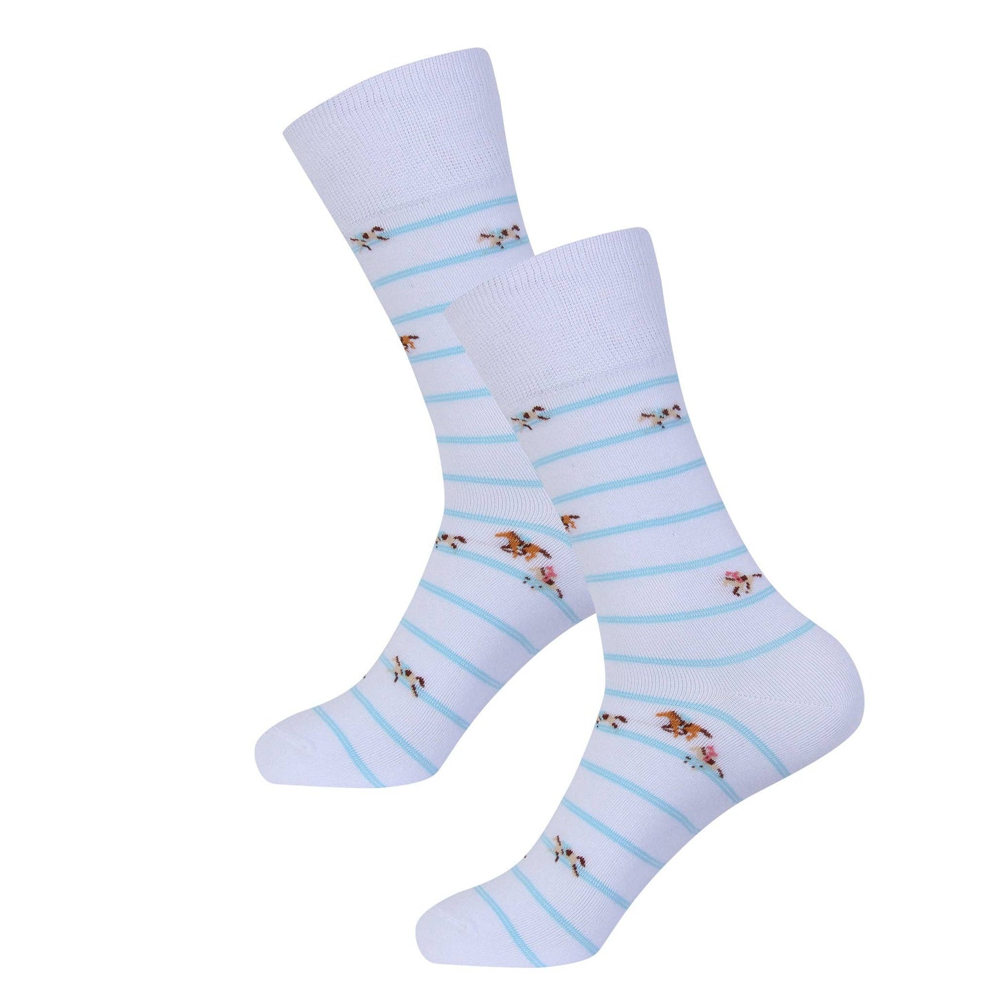 Kentucky Derby White and Blue Striped Racing Horses Socks