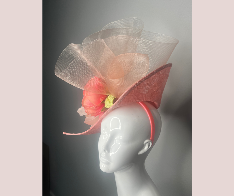 Blushing Bloom" Coral and Blush Sinamay Fascinator
