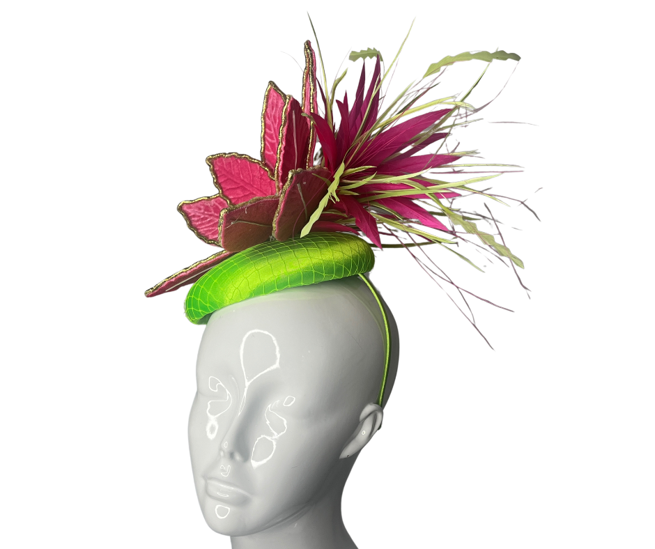 Lime Green and Hot Pink Fascinator Hat