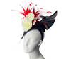 Midnight Rose with Red Feathers Fascinator Hat