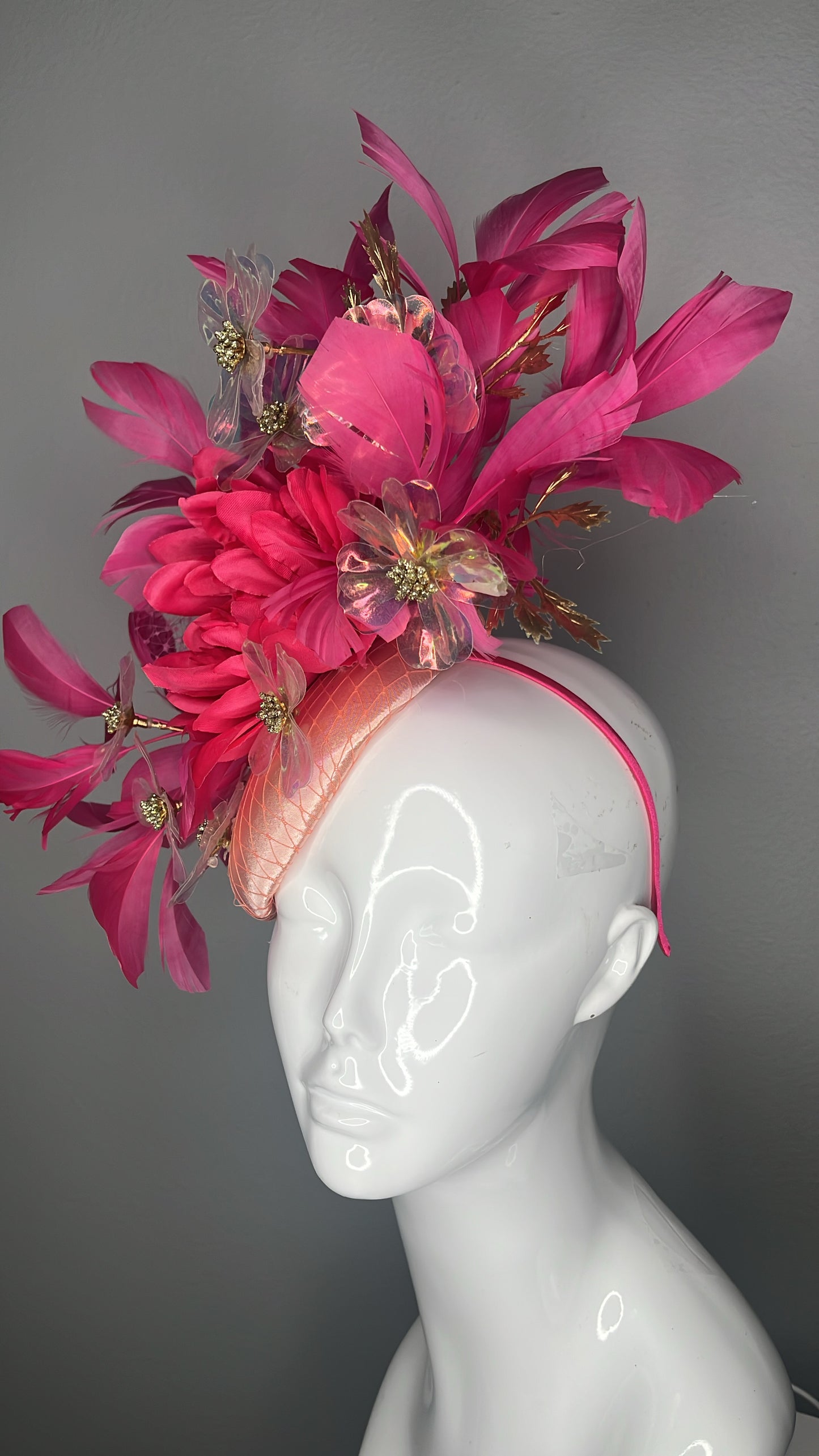 Pink and Iridescent Fascinator Hat