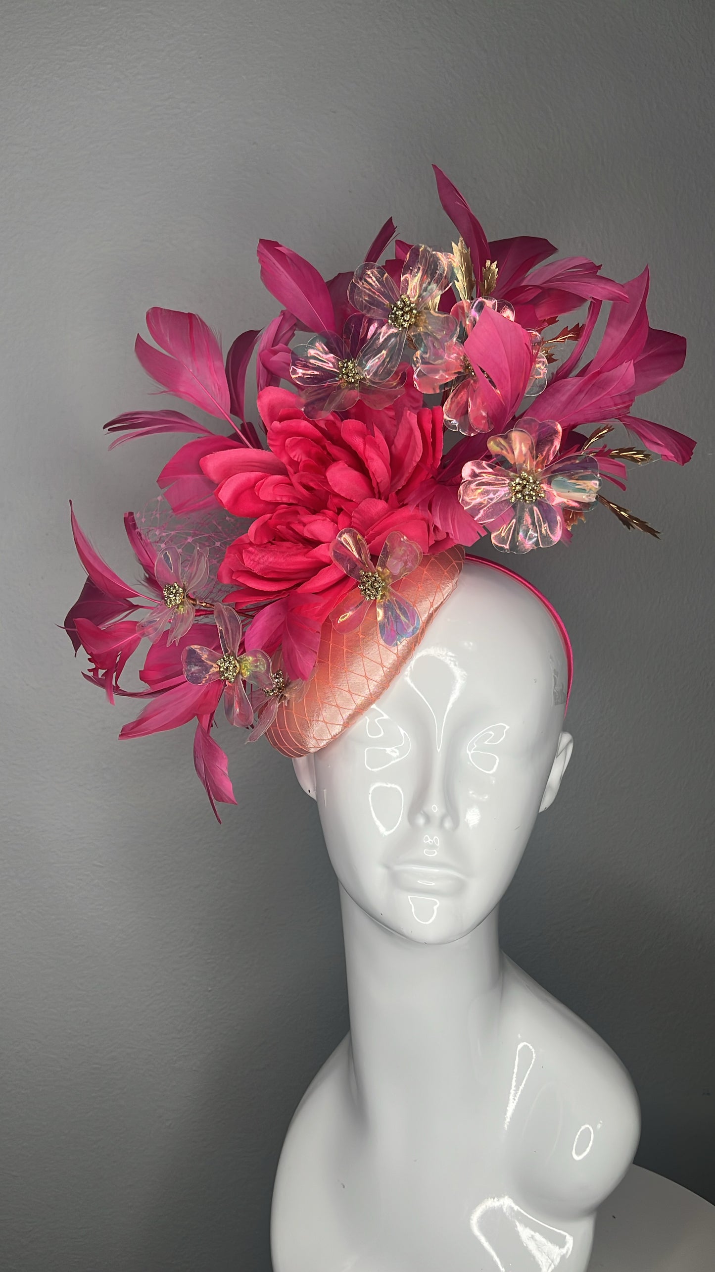 Pink and Iridescent Fascinator Hat