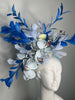 Elegant Blue Orchid Floral Feather Fascinator - Handmade Statement Hat for Weddings & Special Events