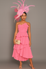 Bold Pink Statement Fascinator Hat with Floral and Feather Accents