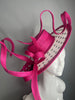 Audrey’s Fuchsia Twist  Sculptural Black and White Polka Dot Sinamay Hatinator