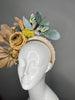 Golden Garden Butterfly Fascinator with Florals and Feathers Headpiece Fascinator