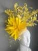 Yellow Statement Feather Fascinator  Kentucky Derby Headpiece