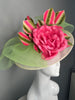 Southern Bloom Green and Hot Pink Fascinator