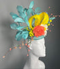 Citrus Bloom Feather Fascinator Hat