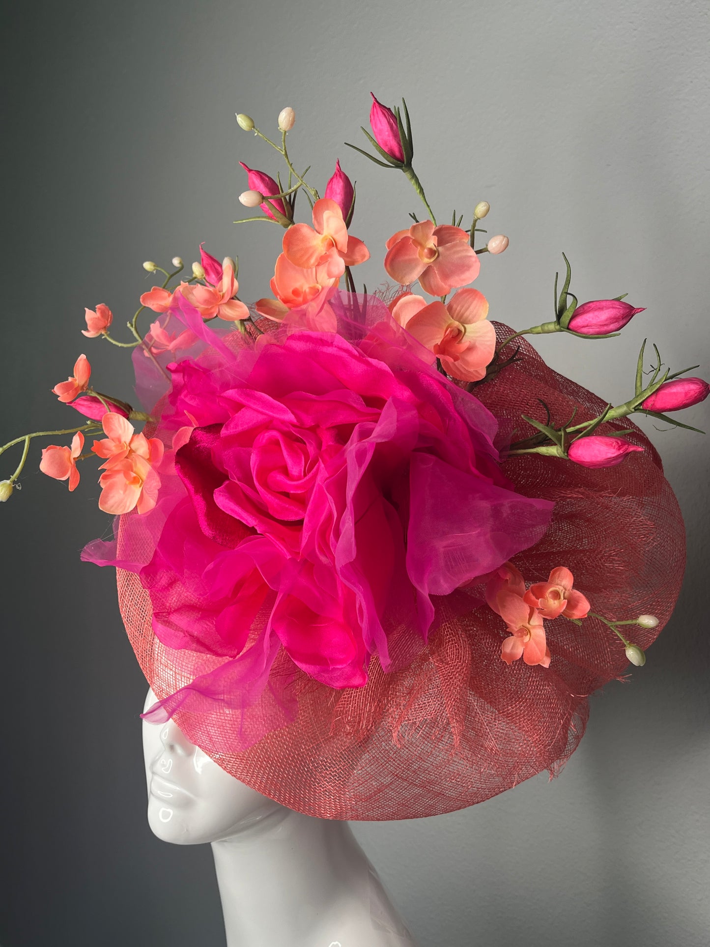 Blushing Bloom  Couture Derby Fascinator