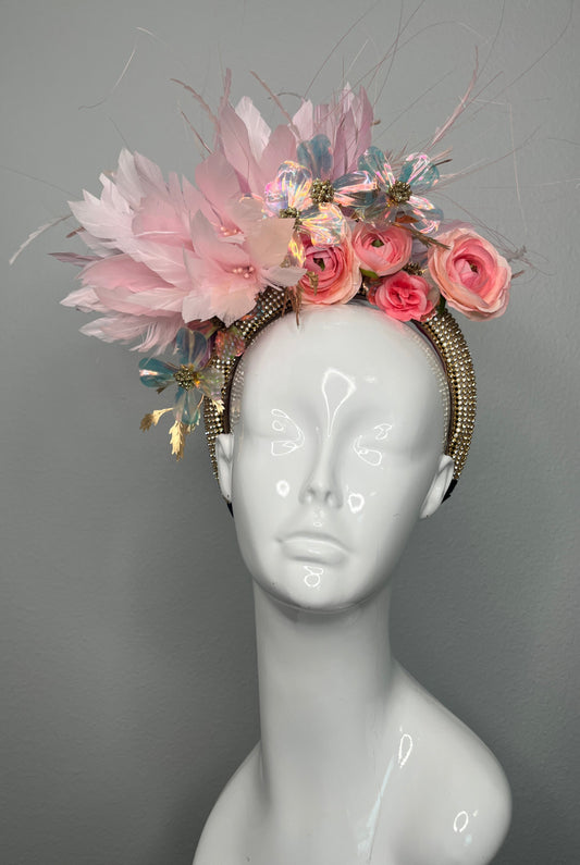 Blush Bloom and Irridescent  Pink Statement Fascinator Headband