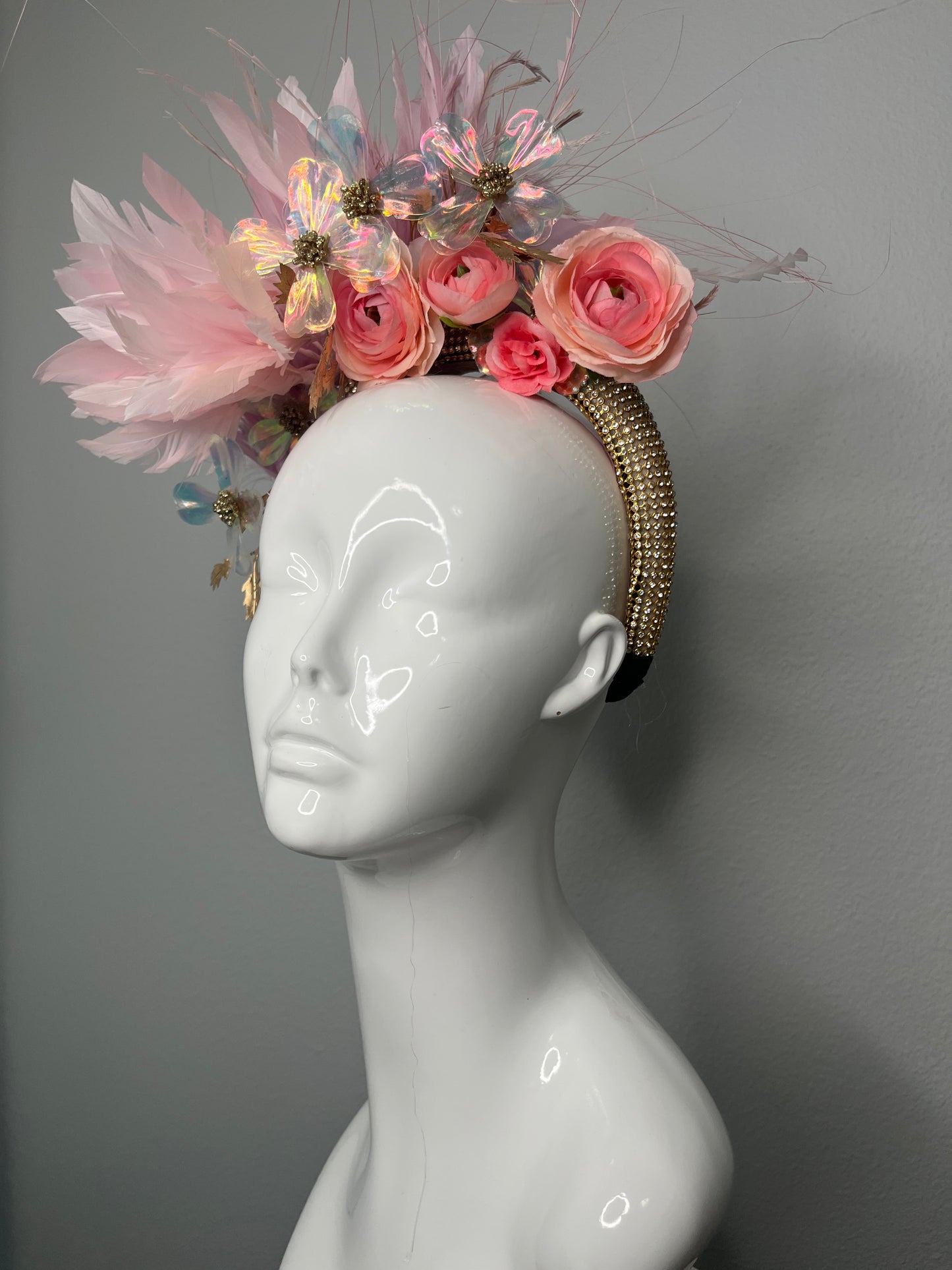 Blush Bloom and Irridescent  Pink Statement Fascinator Headband