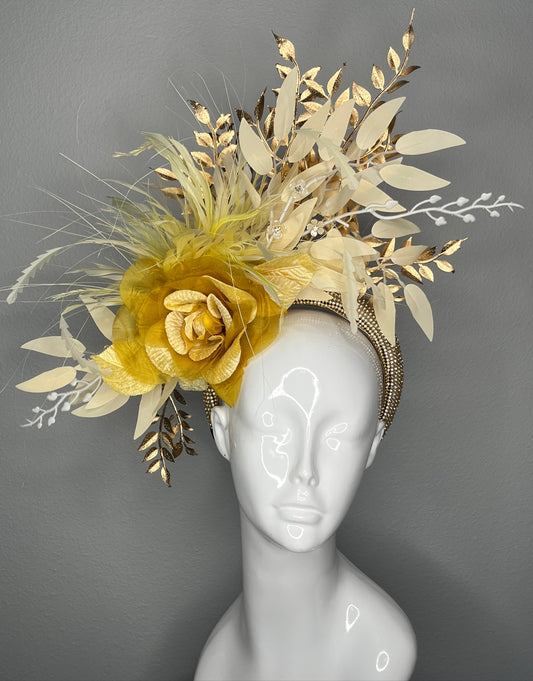Golden Bloom Fascinator Hat