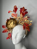 Golden Gilded Ember Feather Fascinator Hat
