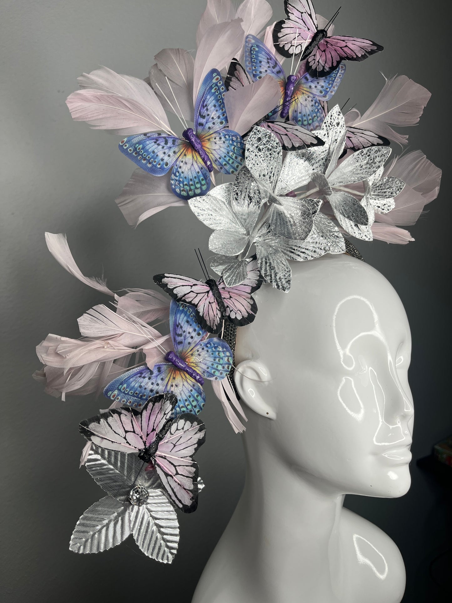 Lavender and Periwinkle Blue Moonlit Garden Feather Fascinator