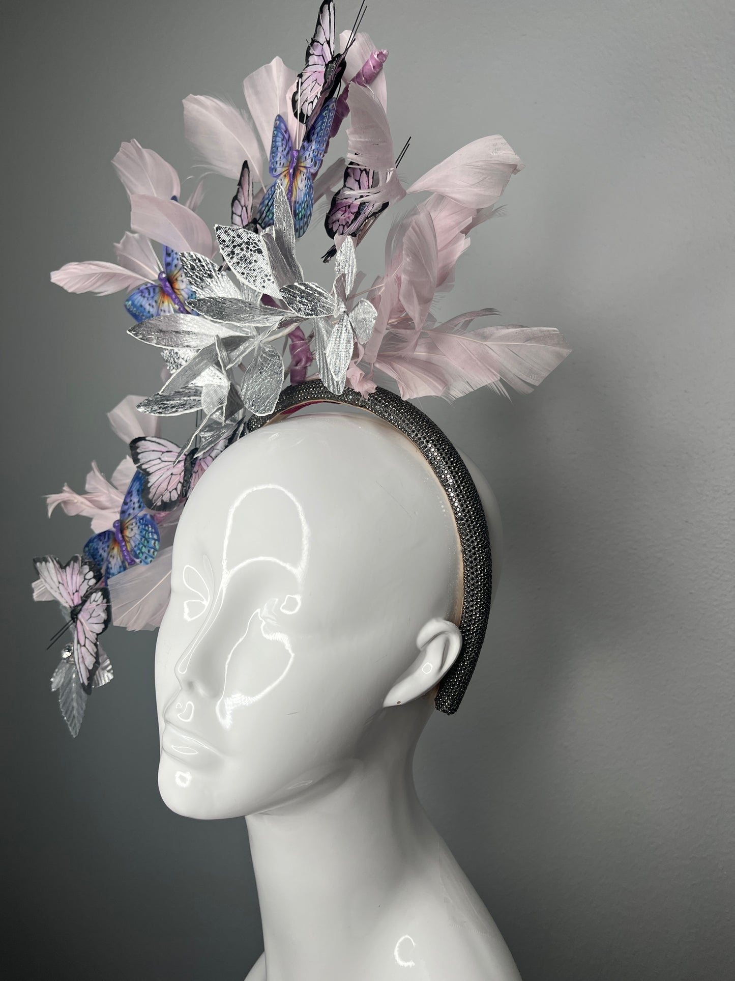 Lavender and Periwinkle Blue Moonlit Garden Feather Fascinator
