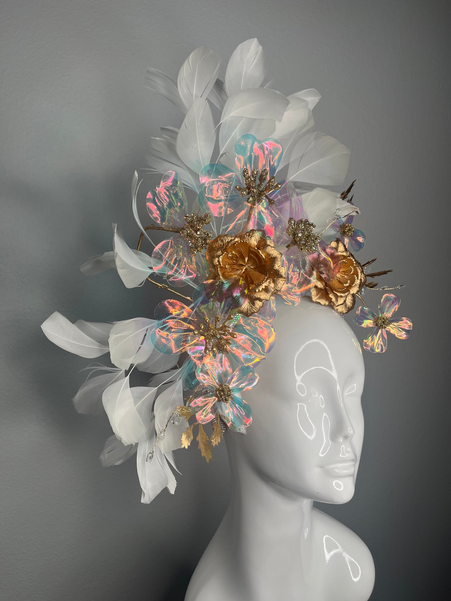 Aurora Garden Fascinator iridescent Feather Fascinator Hat