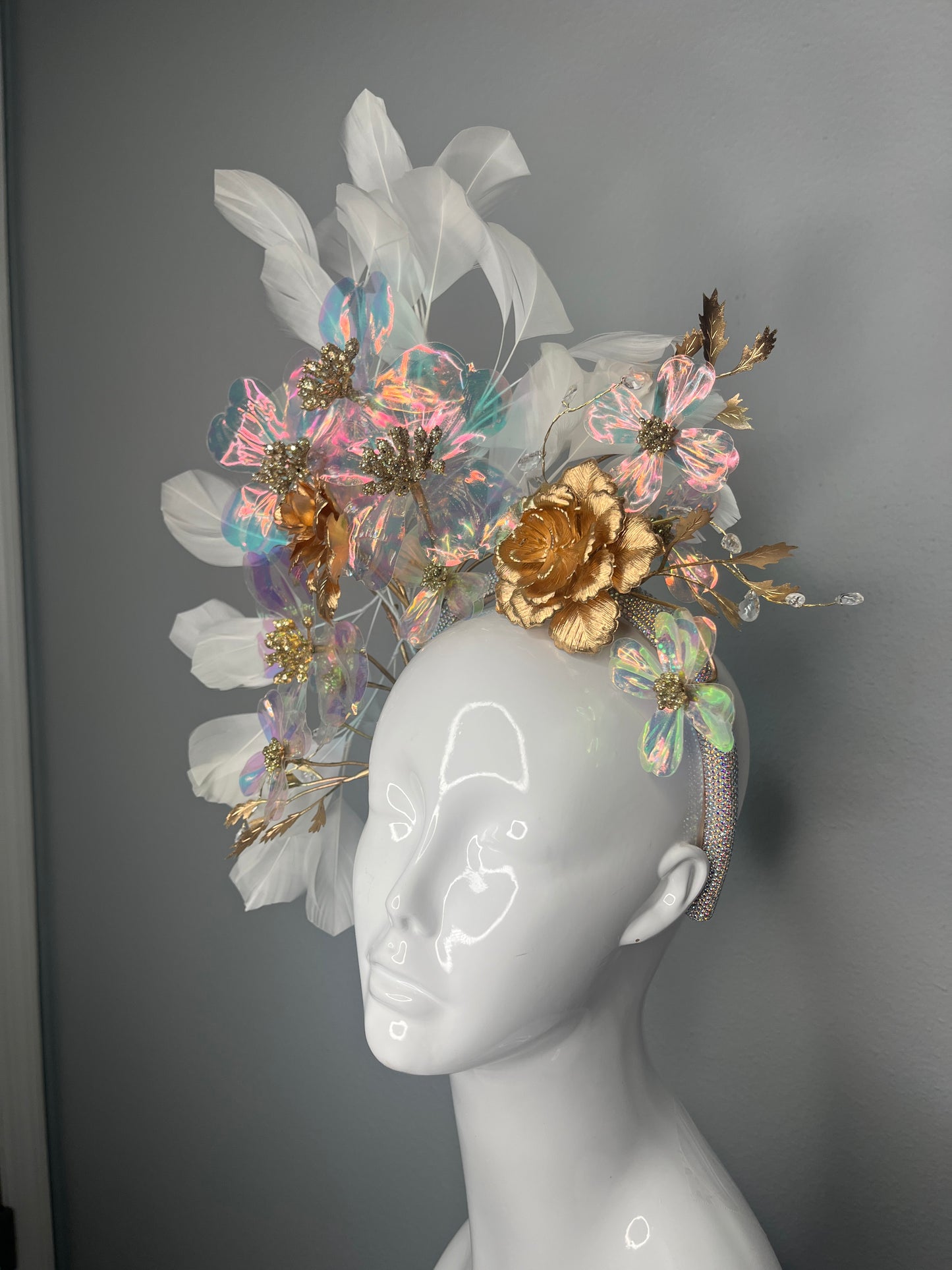 Aurora Garden Fascinator iridescent Feather Fascinator Hat