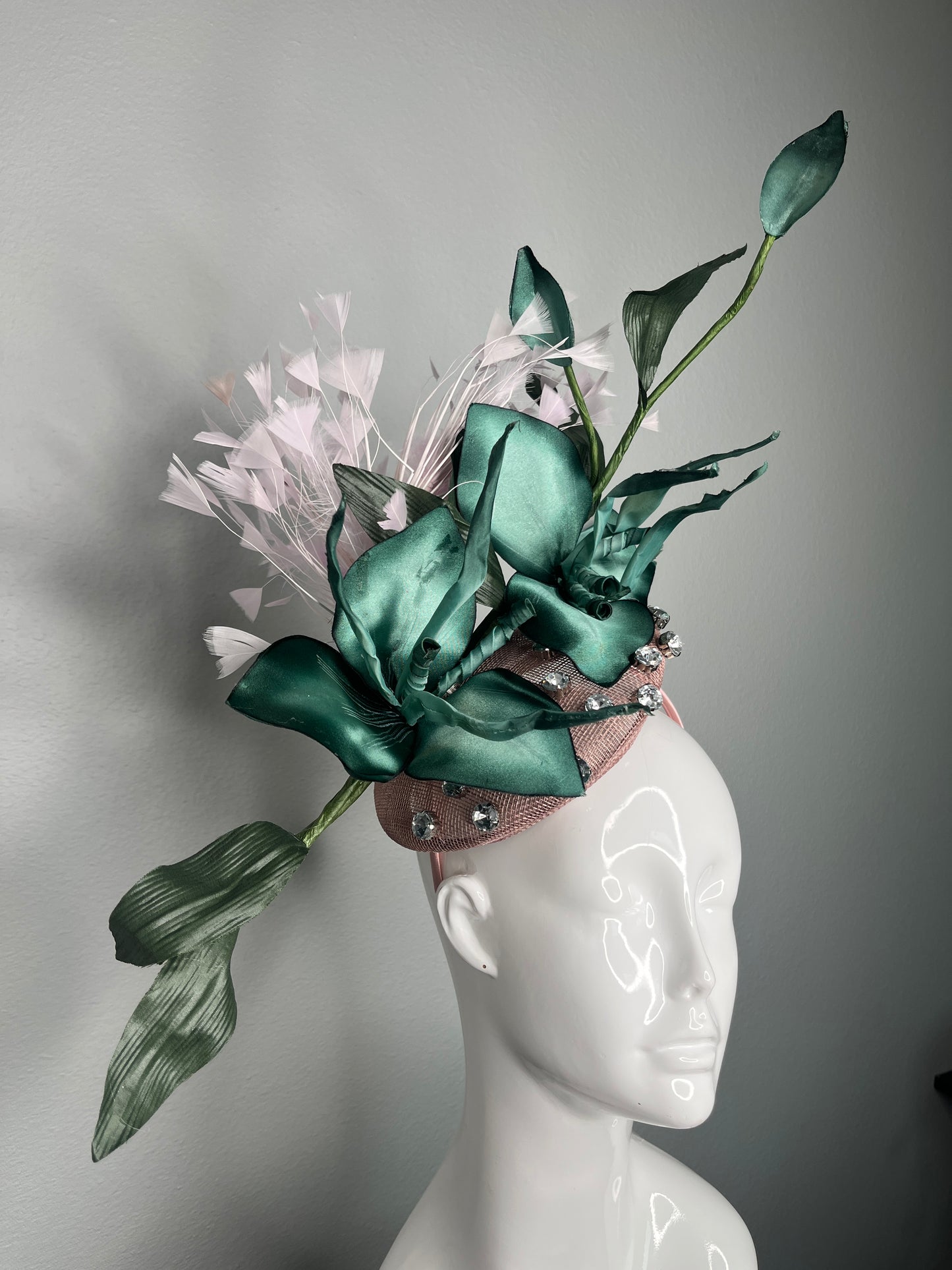 Emerald Orchid Silk Vintage Bloom Fascinator Hat