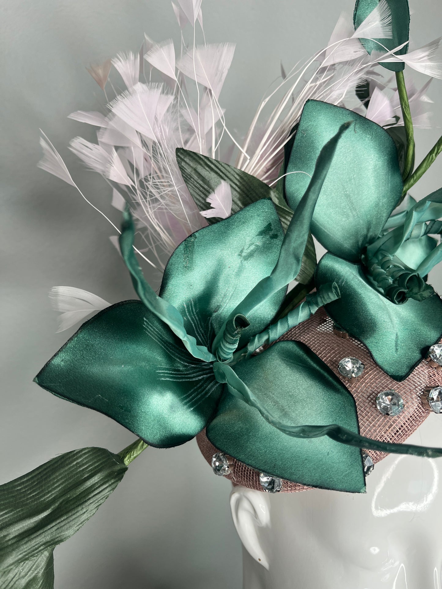 Emerald Orchid Silk Vintage Bloom Fascinator Hat