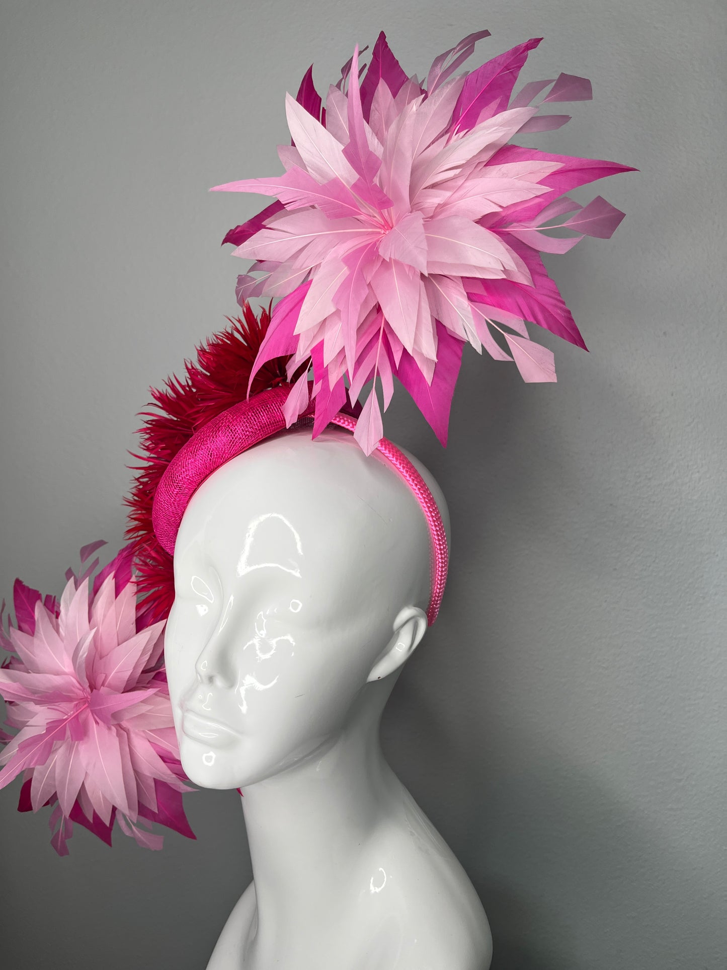 Fuchsia Fireworks Feather Fascinator