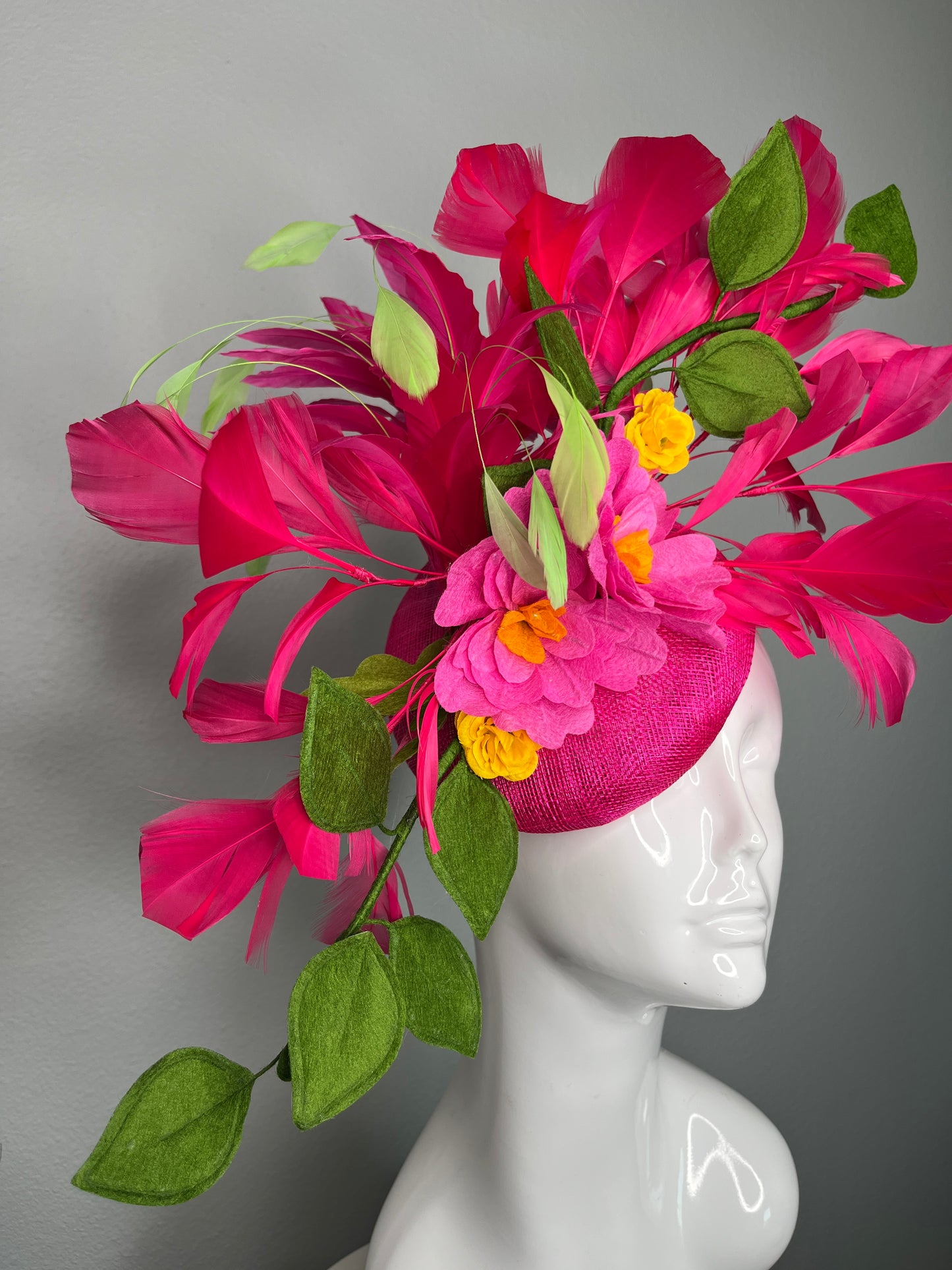 Pink Feather Fuchsia Garden Fantasy Fascinator Hat