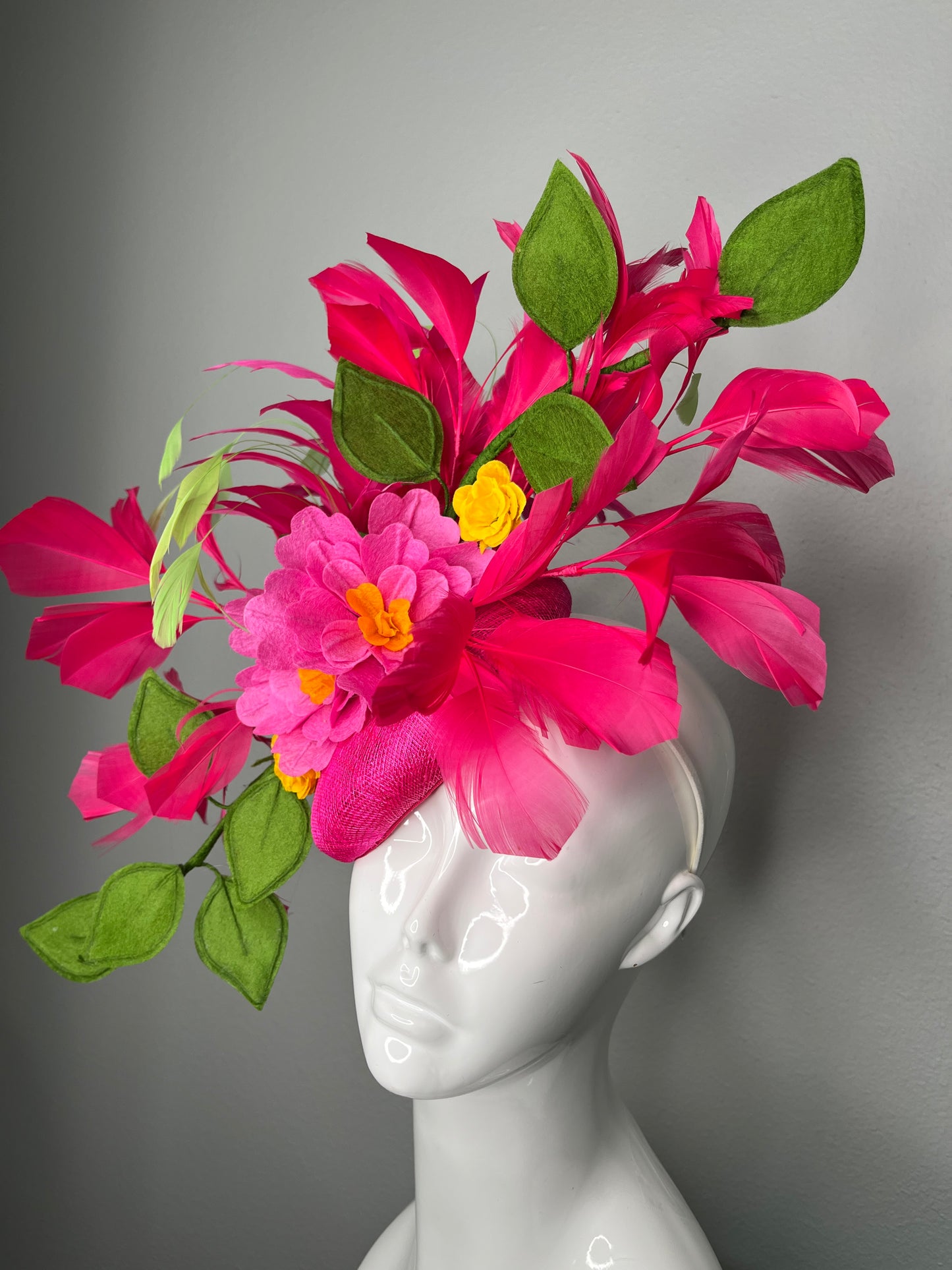 Pink Feather Fuchsia Garden Fantasy Fascinator Hat